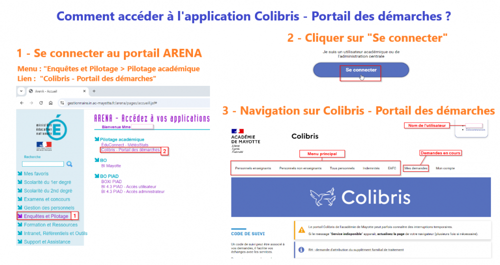 Comment accéder à l'application Colibris - Portail des démarches ?